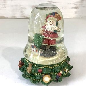 Vintage Christmas Water Snow Globe Santa With Toy Bag & Tree 5.75”H